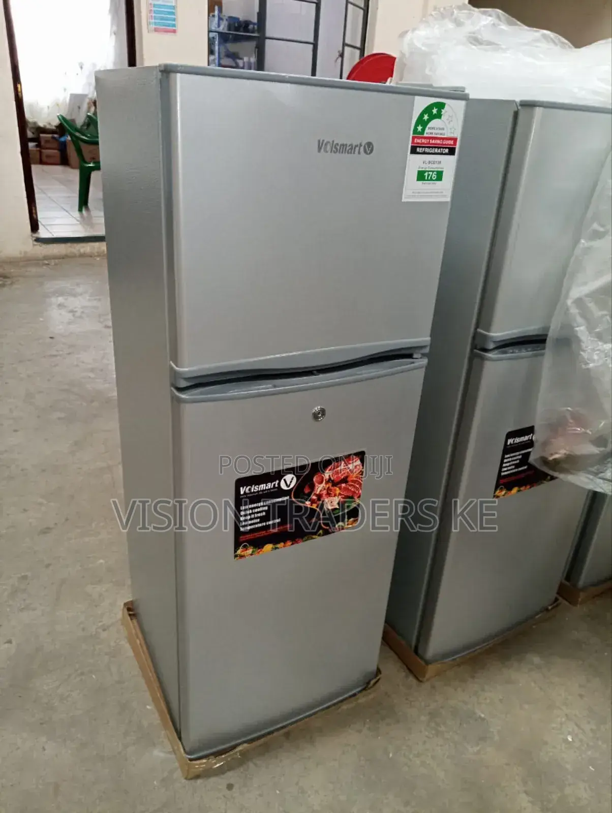 Silver Volsmart 138litres Double Door Fridge Refrigerator