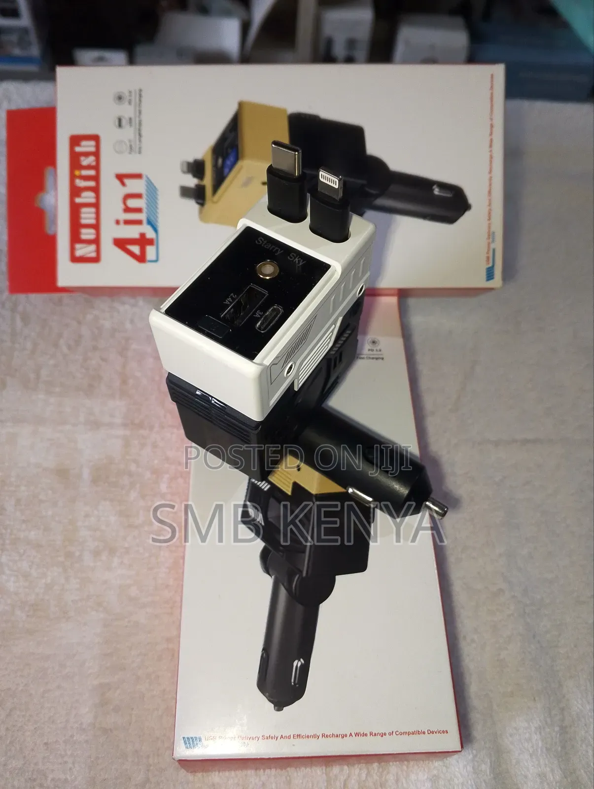 4 in 1 Car Charger With Retractable Cable