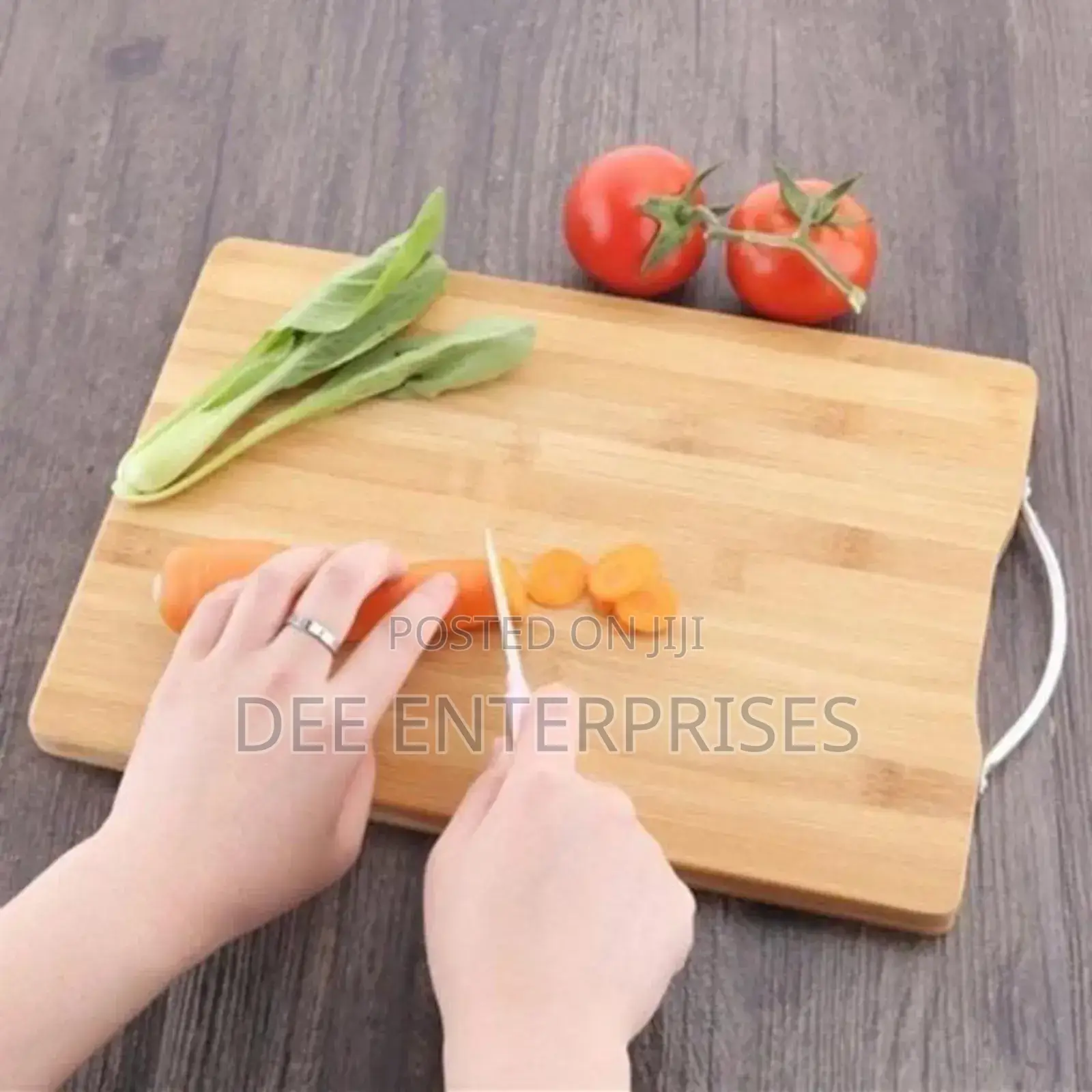 Heavy Wooden Chopping Board With Metallic Handle.