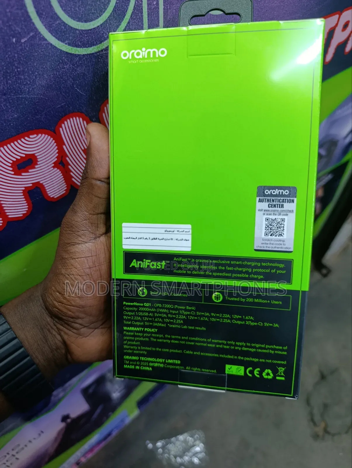 Oraimo 20000mah 22.5w Fast Charging Powerbank