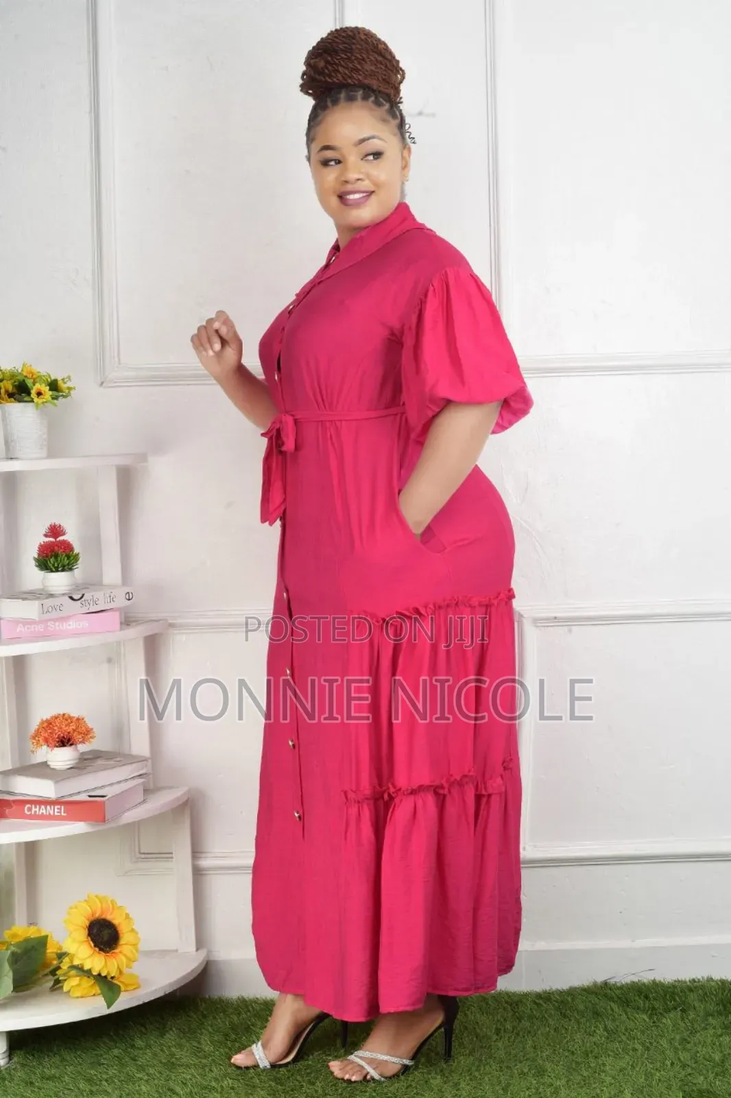 Hot Pink Maxi Shirt Dress