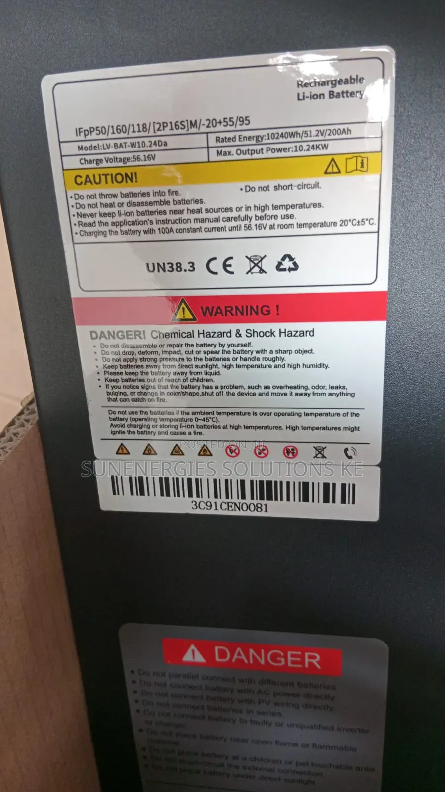 Snadi 10.24kwh 51.2v Lithium Ion Battery