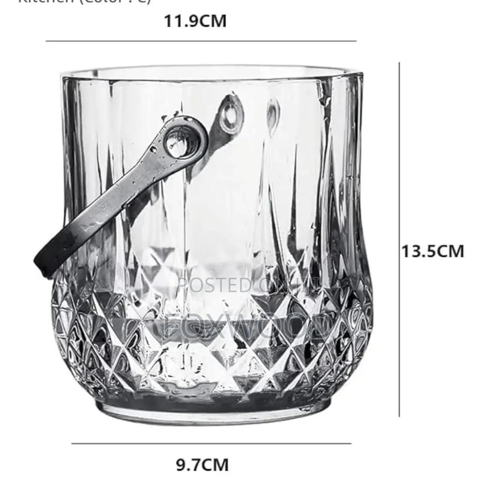 Glass Ice Bucket With Tongs.