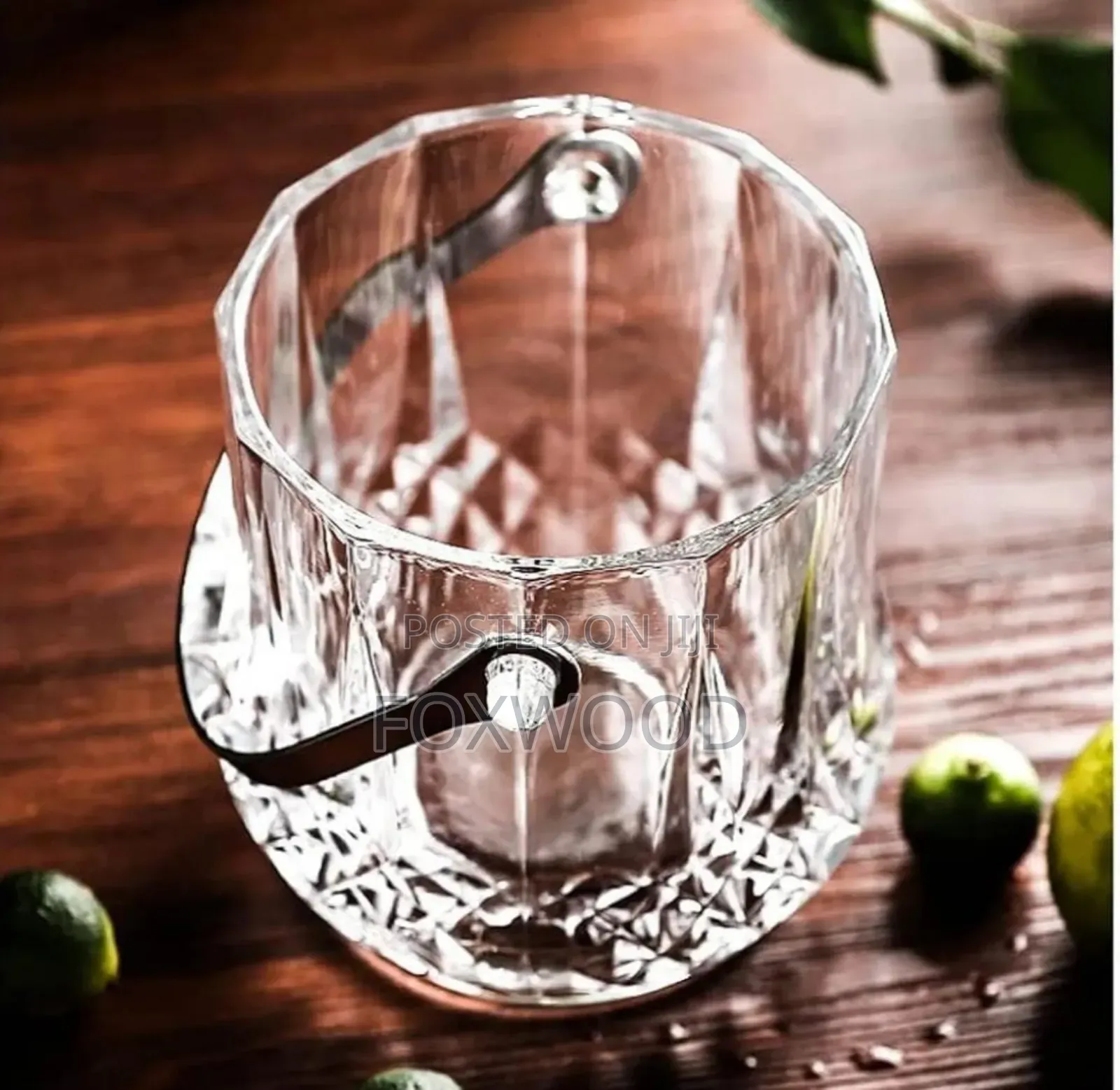 Glass Ice Bucket With Tongs.