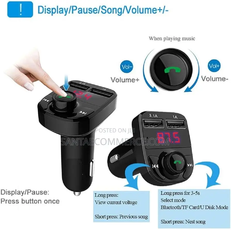 X8 Wireless Fm Radio and Bluetooth Car Modulator With Dual Usb Charger