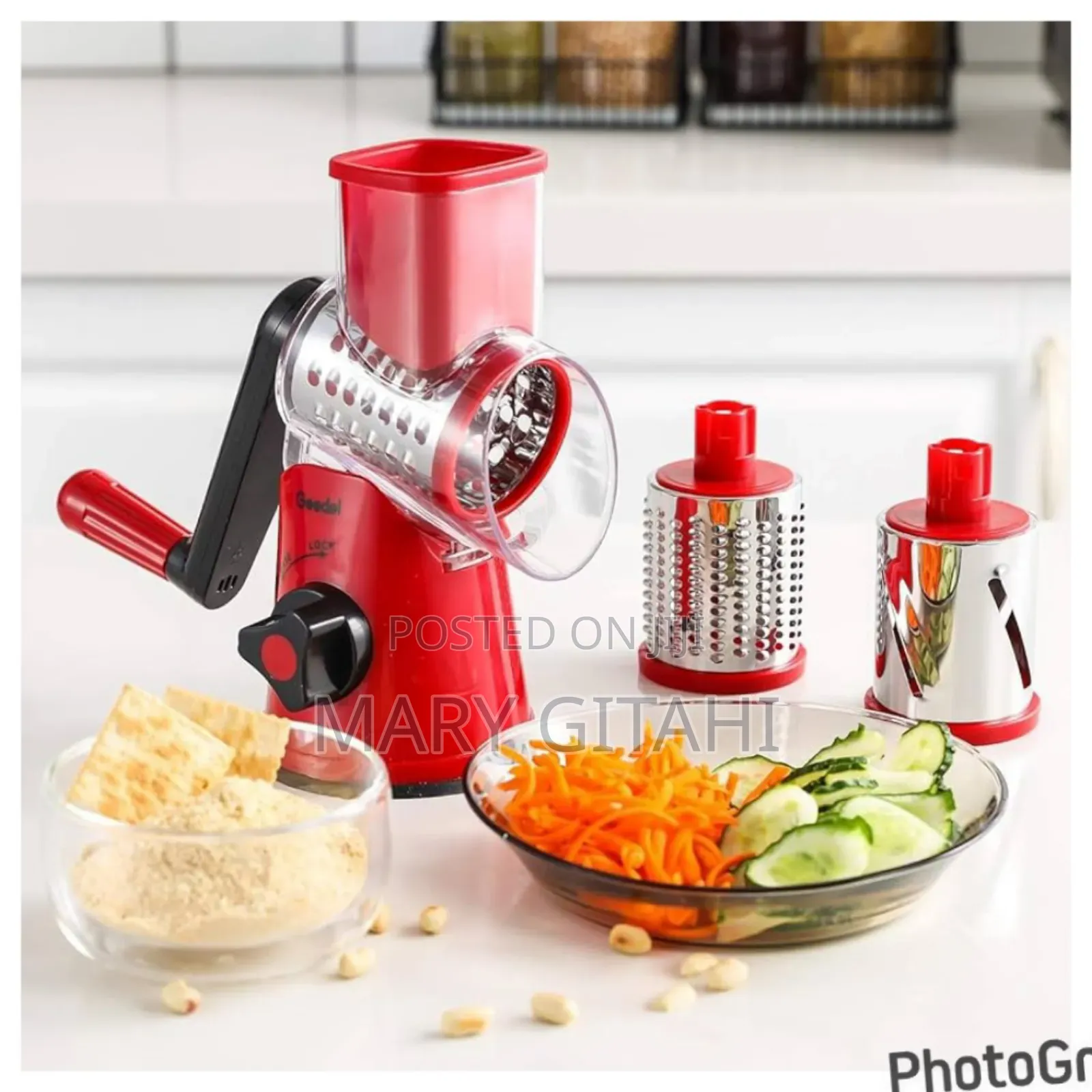 Rotary Drum Grater Veggie Slicer With 3 Slicing Options