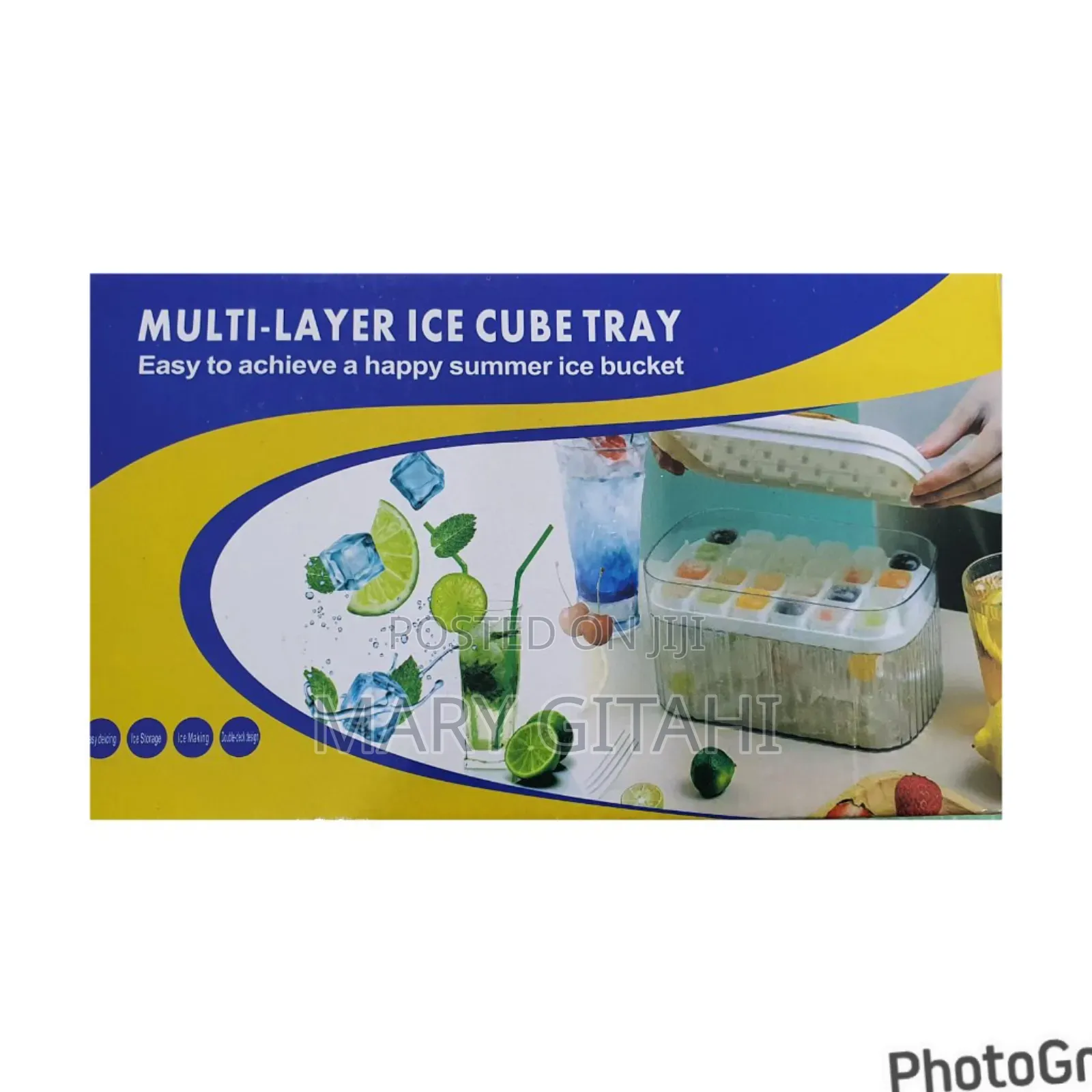 Multilayer 48 Grid Ice Cube Tray Box With Top Press Cover