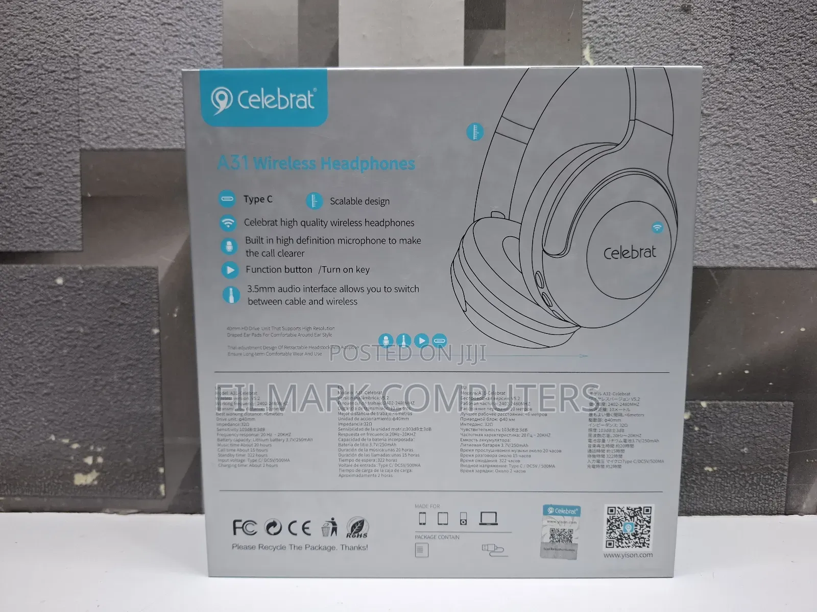 Celebrat A31 Over-ear Wireless Bluetooth-compatible Headset