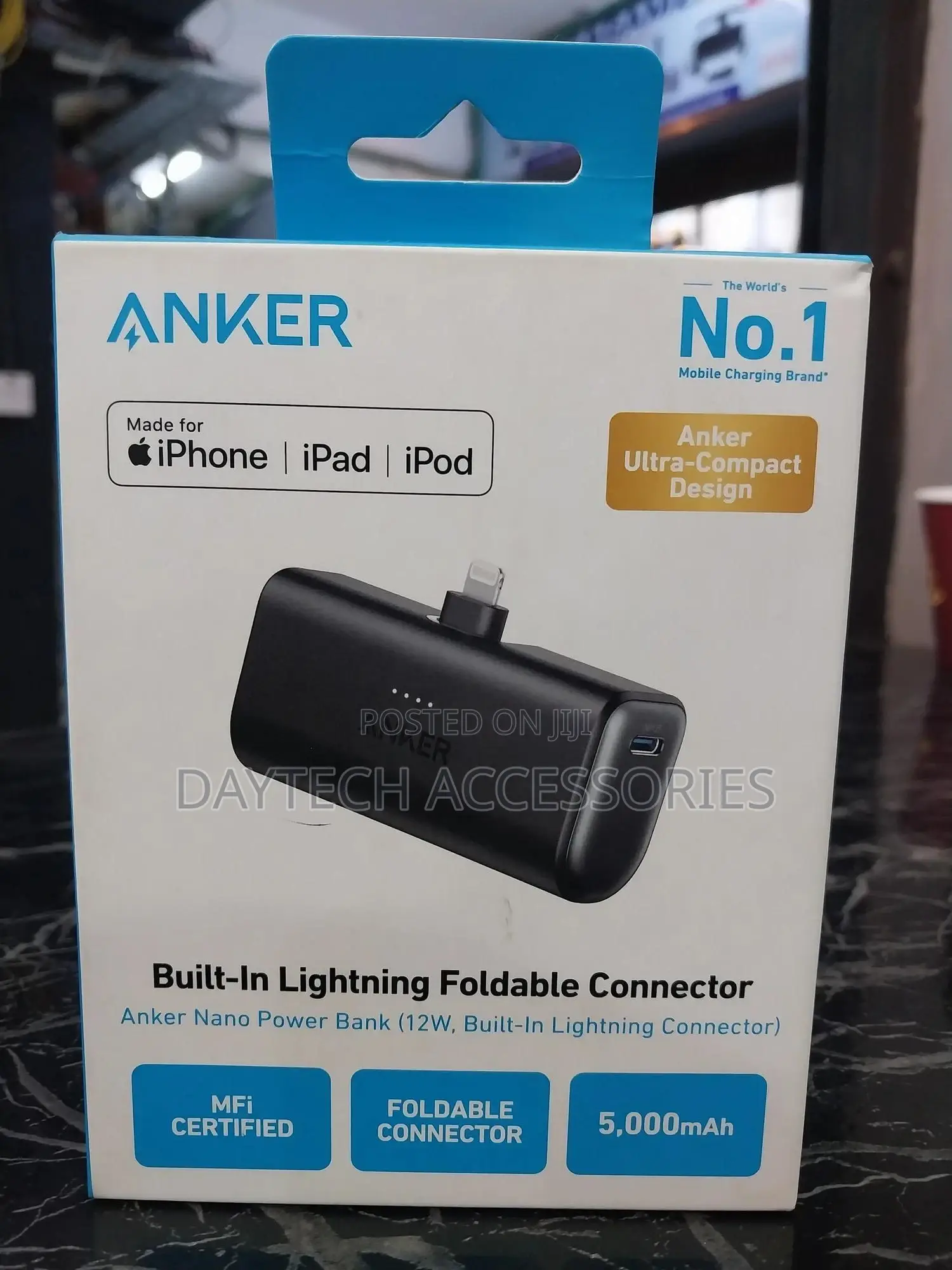 Anker Nano Power Bank (12w, Built-in Lightning Connector).