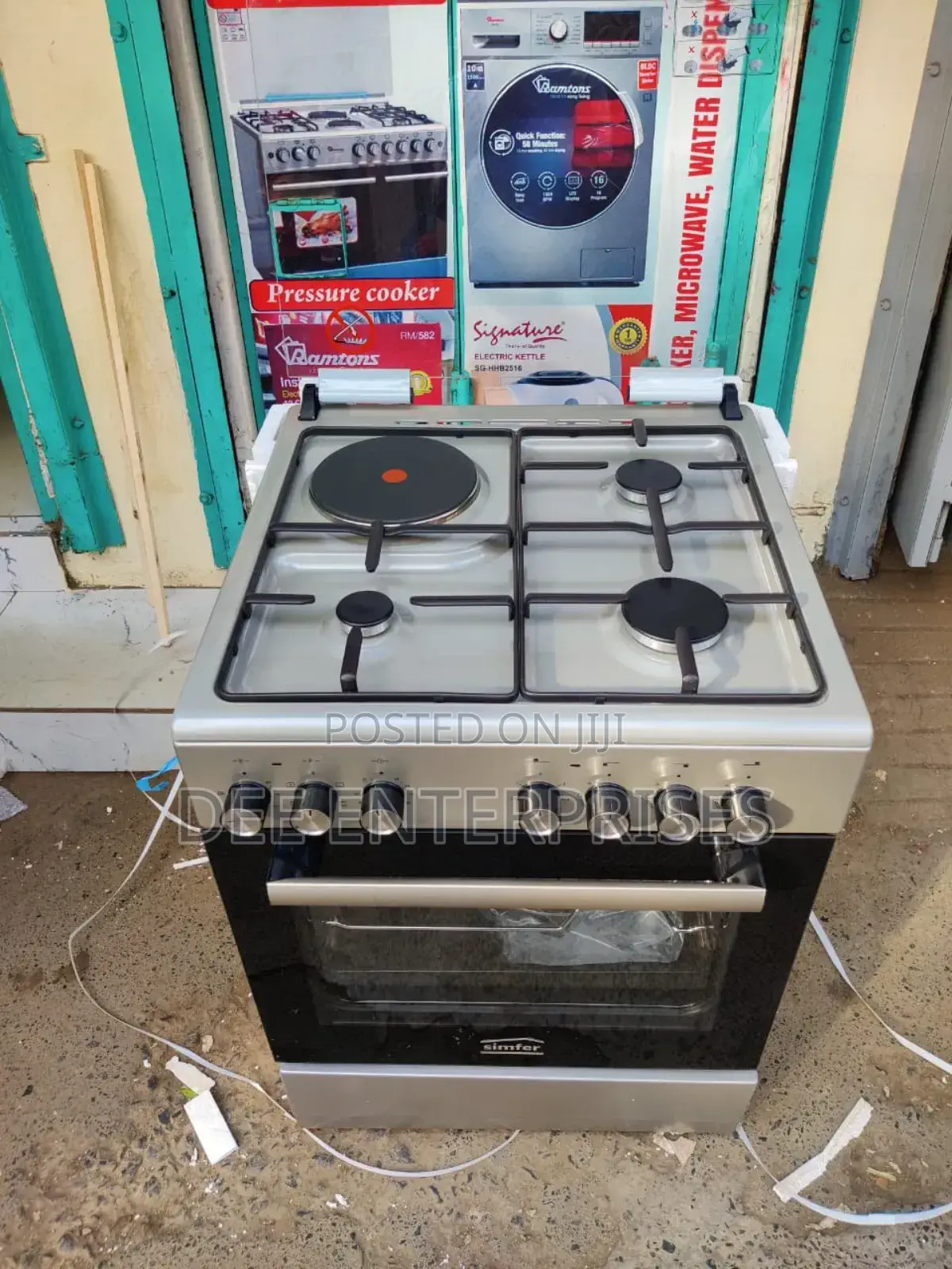 Simfer Standing Cooker 60x60cm 3gas + 1electric – Inox Grey