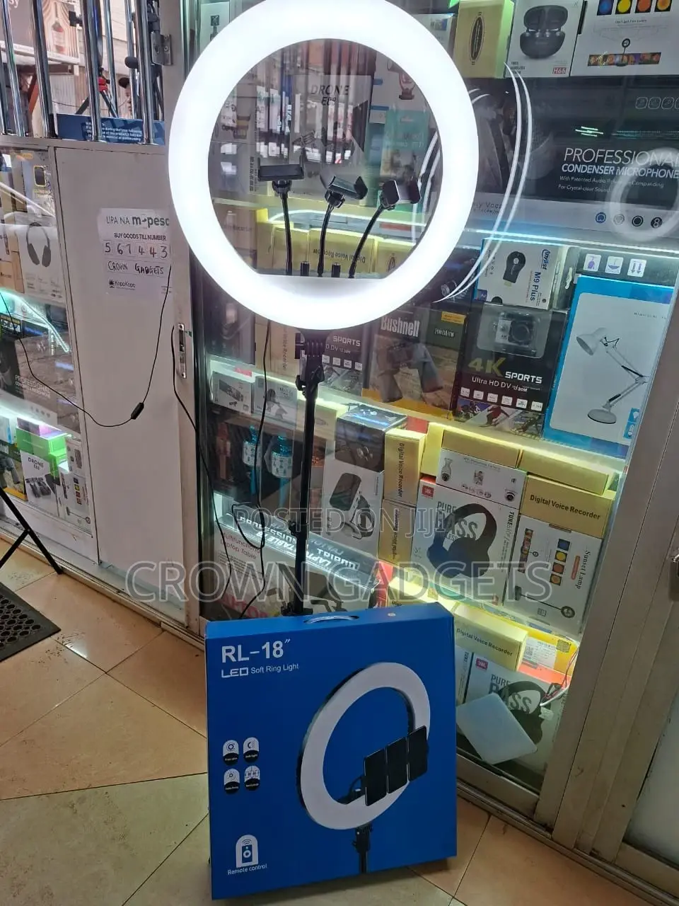 Professional Rl-18" Dimmable Led Ring Light With Stand Phone Holder
