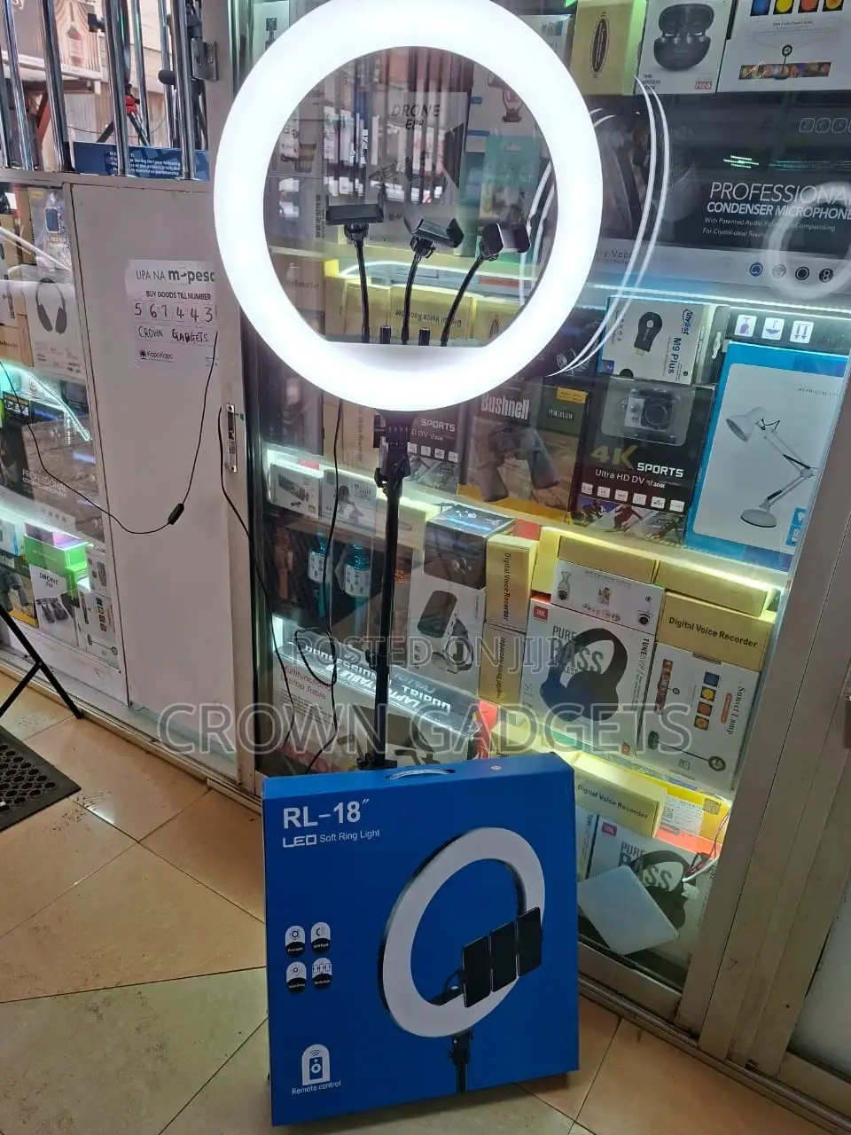 Professional Rl-18" Dimmable Led Ring Light With Stand Phone Holder