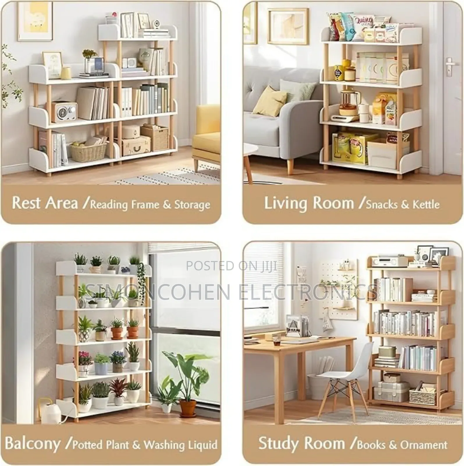 5 Tier Open Wooden Bookcase