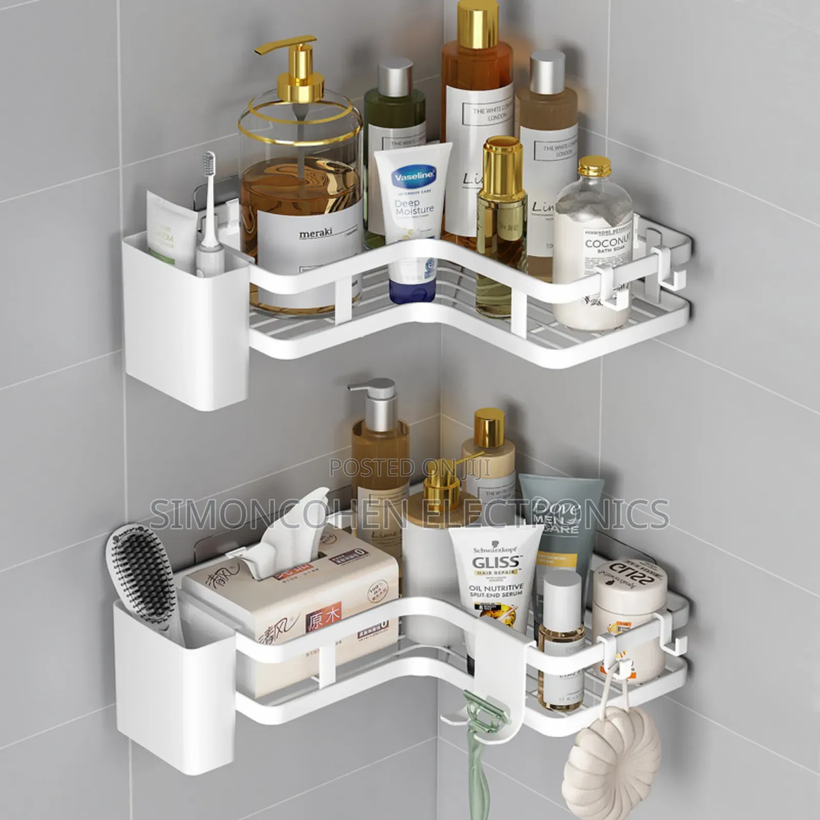 2pcs Bathroom Shower Caddy With Toothbrush Holder