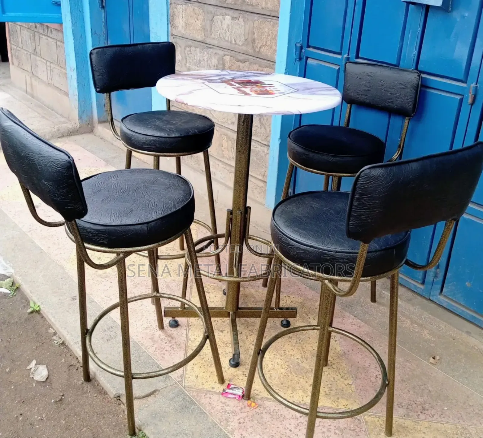 Restaurant High Table Set With Logo and Powder-Coated Finish