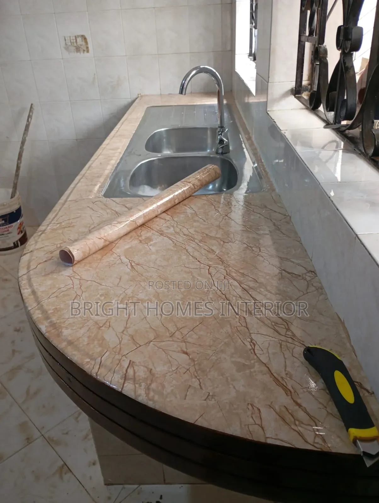Waterproof Brown Marble Contact Paper