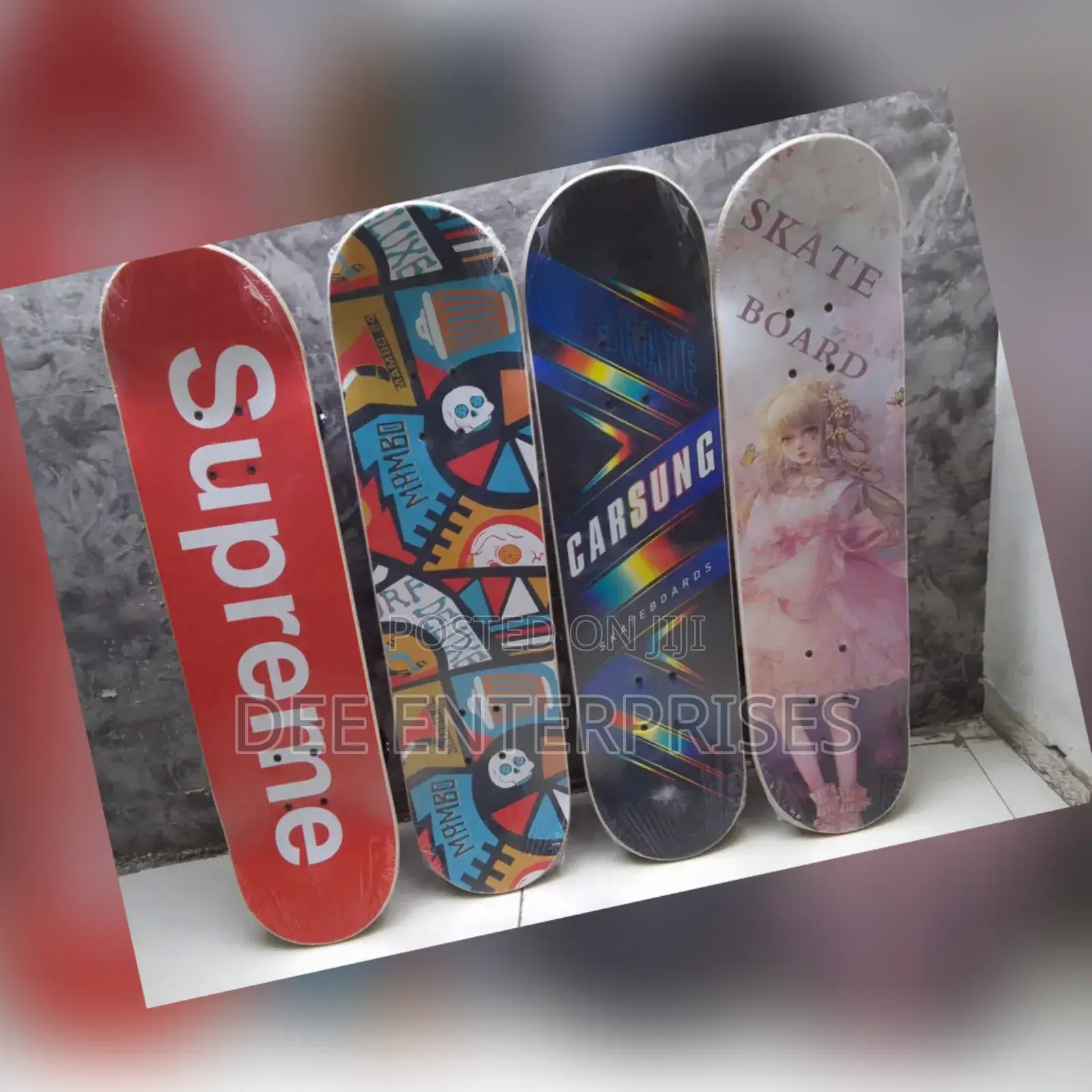 Graphic Long Skate Board With Grip Tape