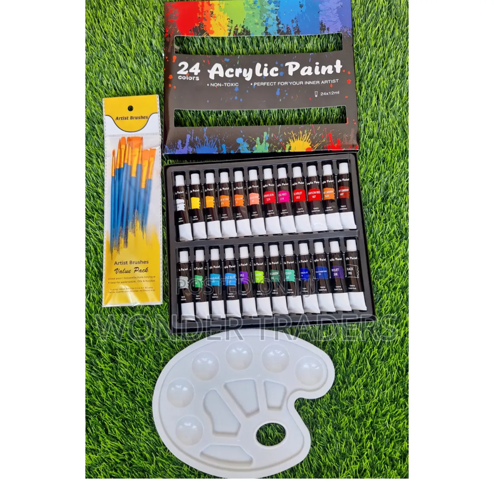 24pcs Acrylic Paint With Brushes