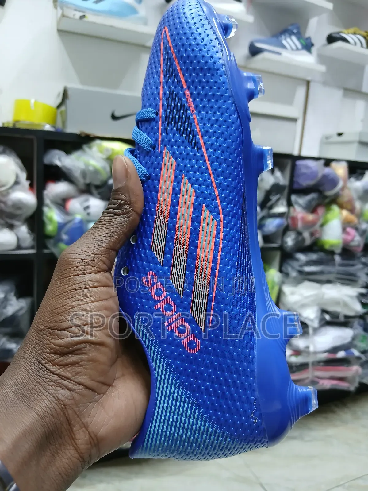 Blue Adidas Junior Football Soccer Boots