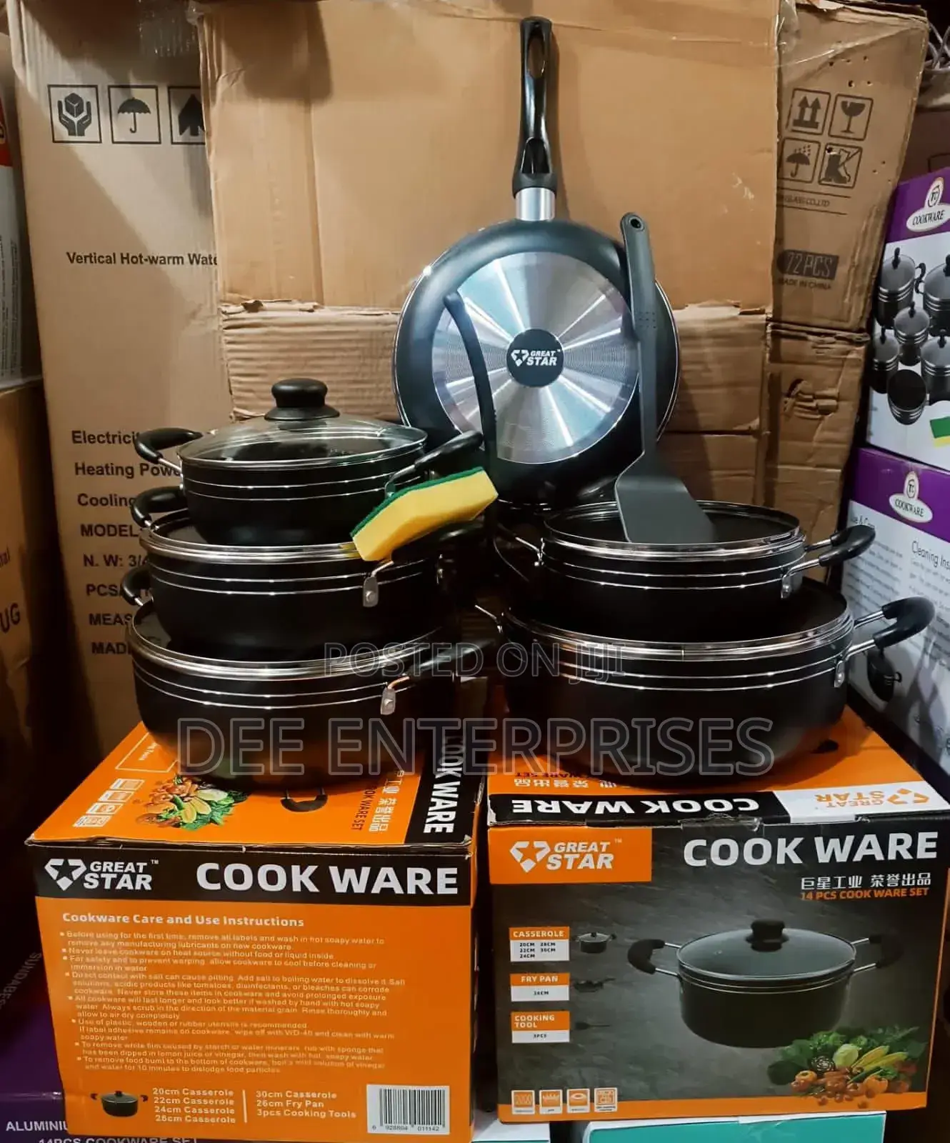 Great Star 14pc Black Cookware Set