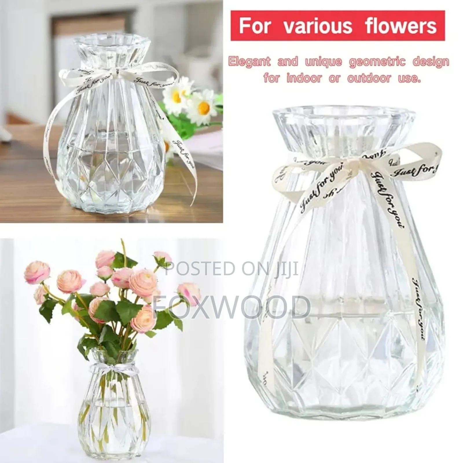 Diamond Vase Clear 18cm