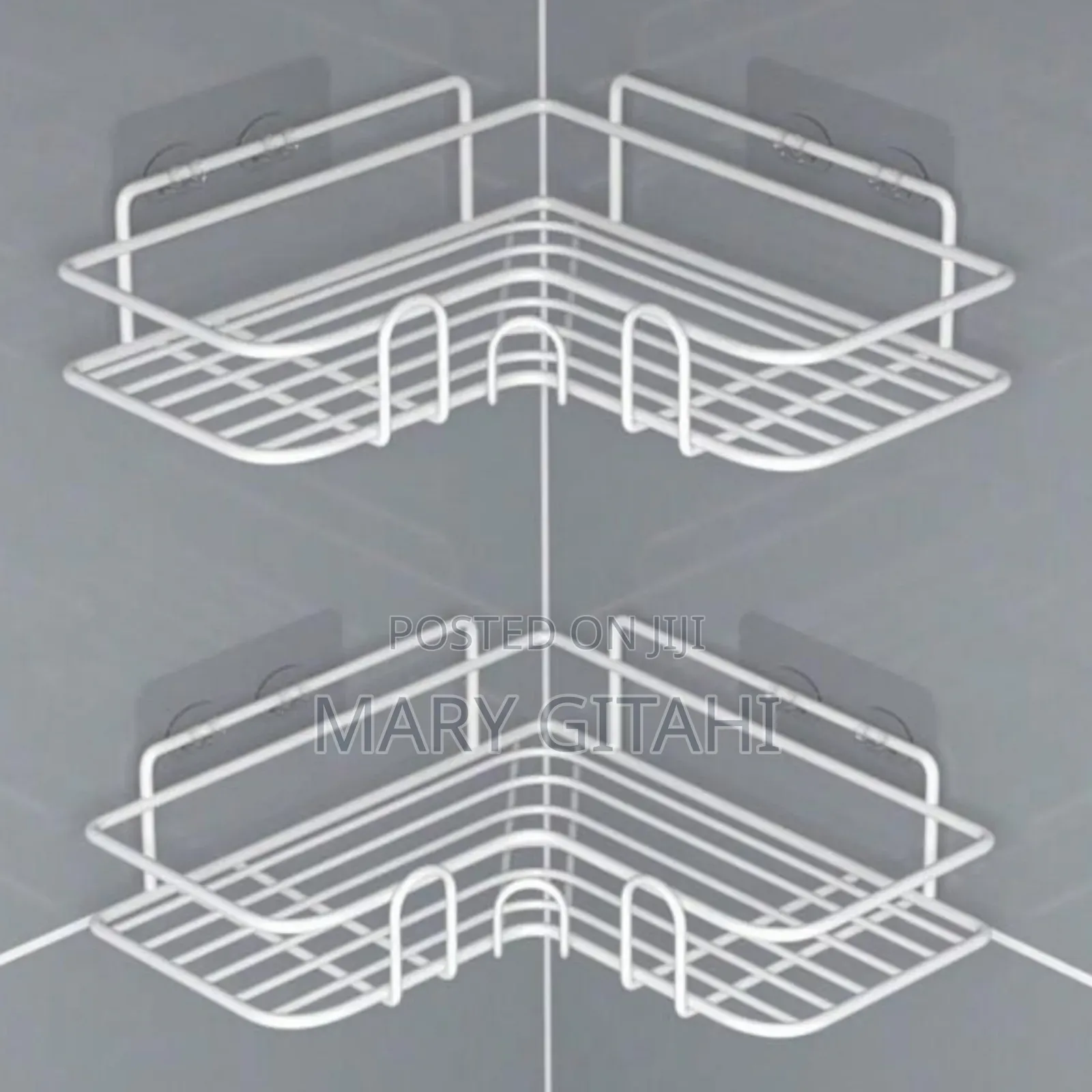 White Metallic Corner Shelf Organiser