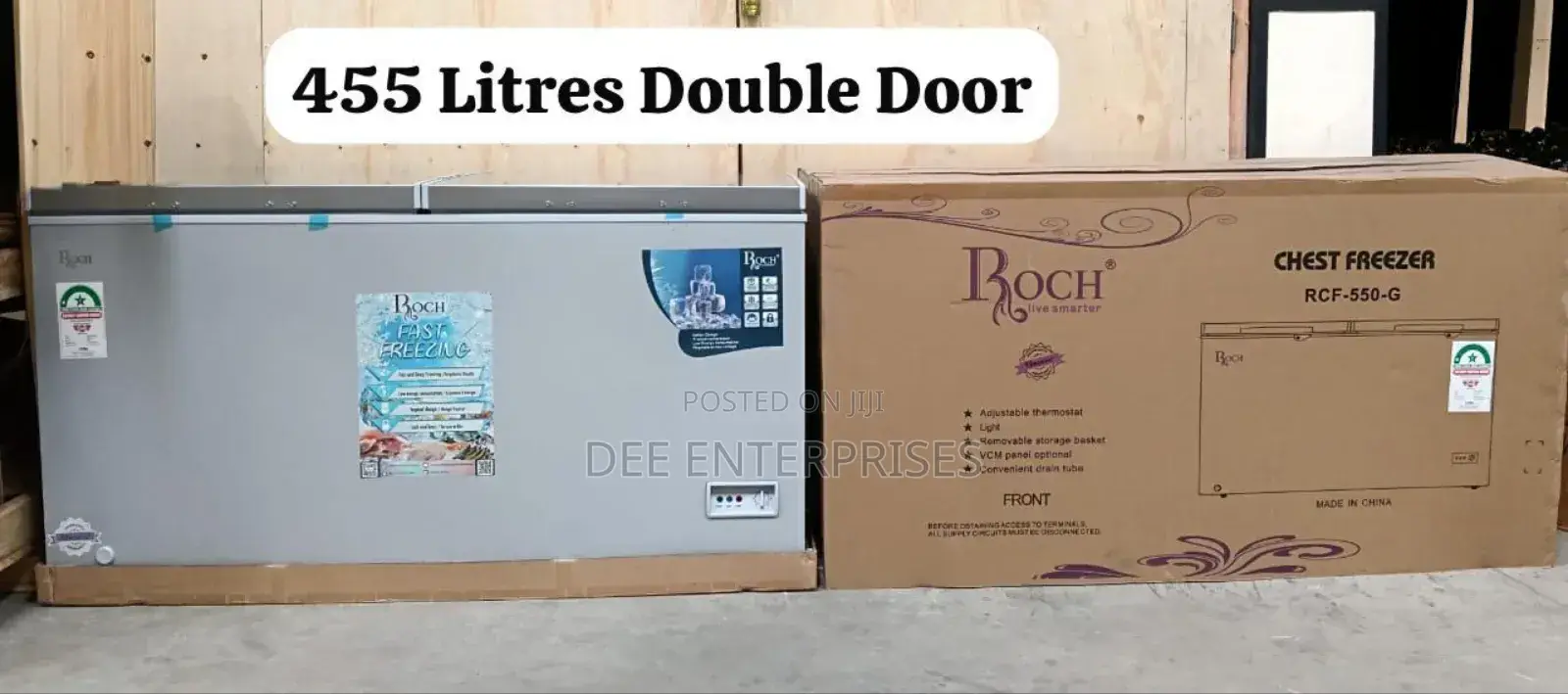 Roch 455liters Chest Freezer With Cool Pack Sliding Glass