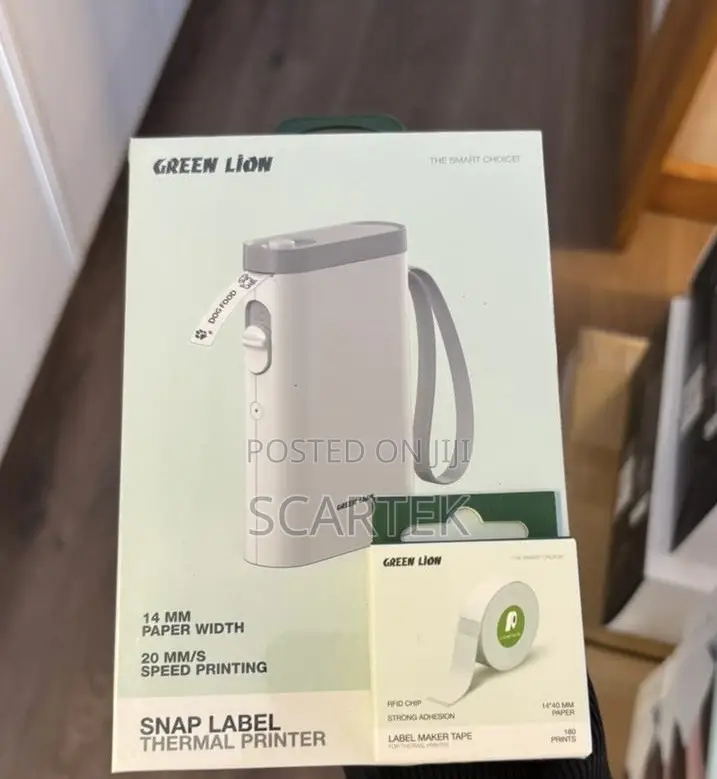 Green Lion Snap Label Thermal Printer 14mm With An Extra Label Roll