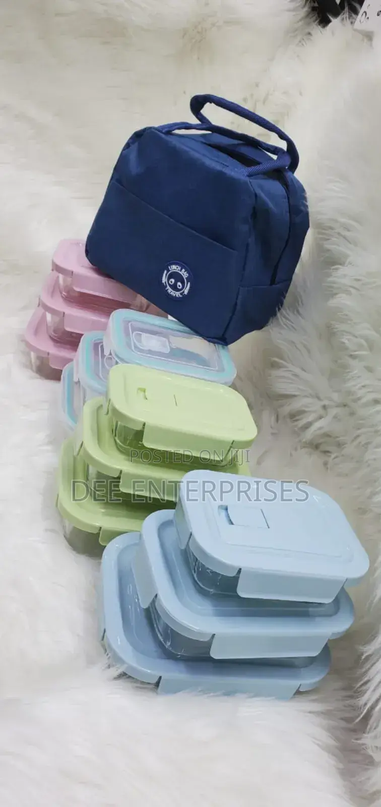 3pcs Set Glass Snack Box With Lunch Bag