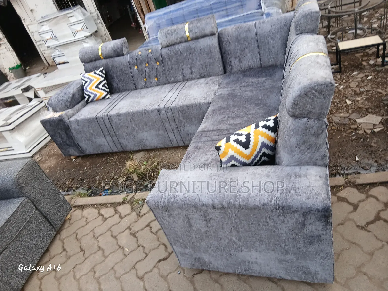 Grey 6seater Corner Sofa Set Edge 2