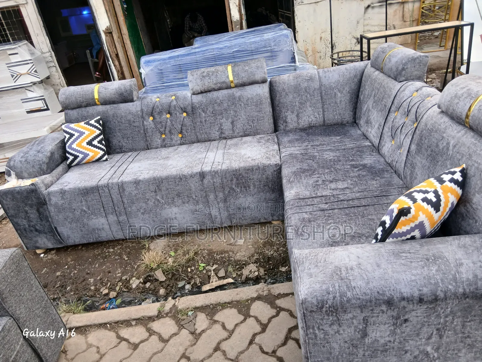 Grey 6seater Corner Sofa Set Edge 2