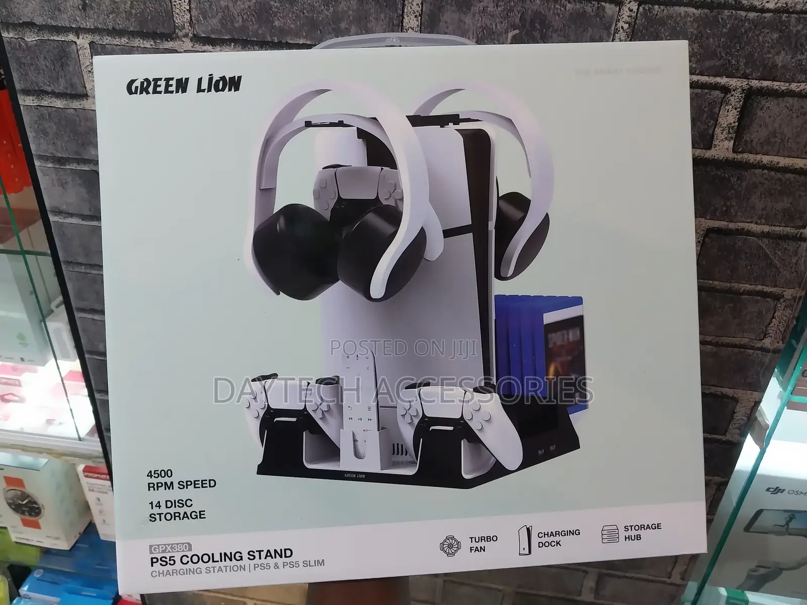 Green Lion Compatible With Ps5/Ps5 Slim Cooling Stand Charging Station