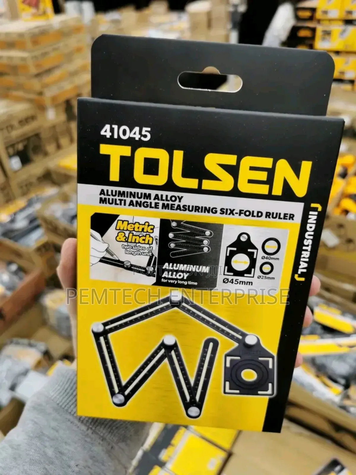 Tolsen 41045 Aluminum Alloy Multi Angle Measuring Six-Fold Ruler.