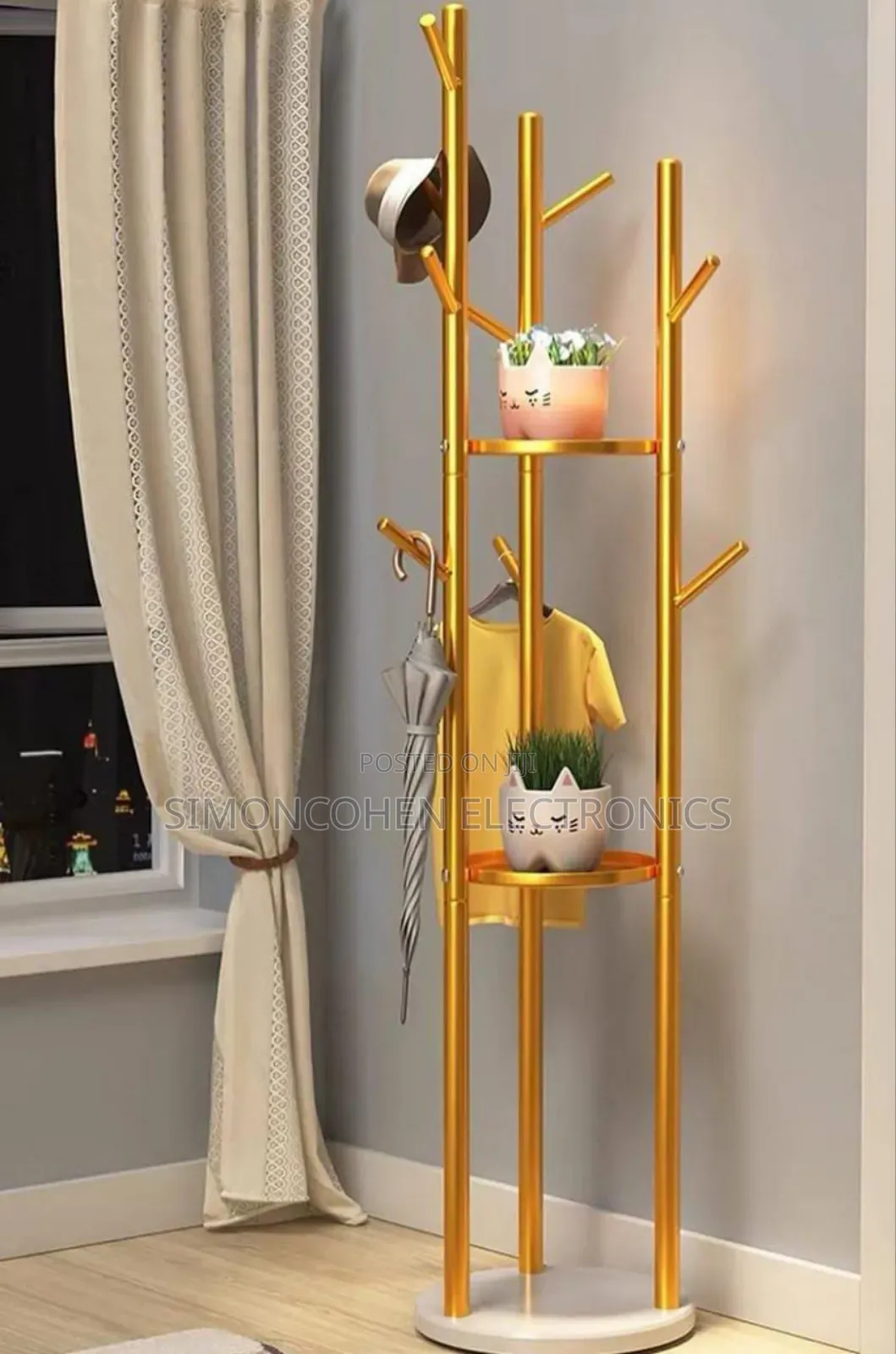 Multifunctional Golden Coat Tree Stand