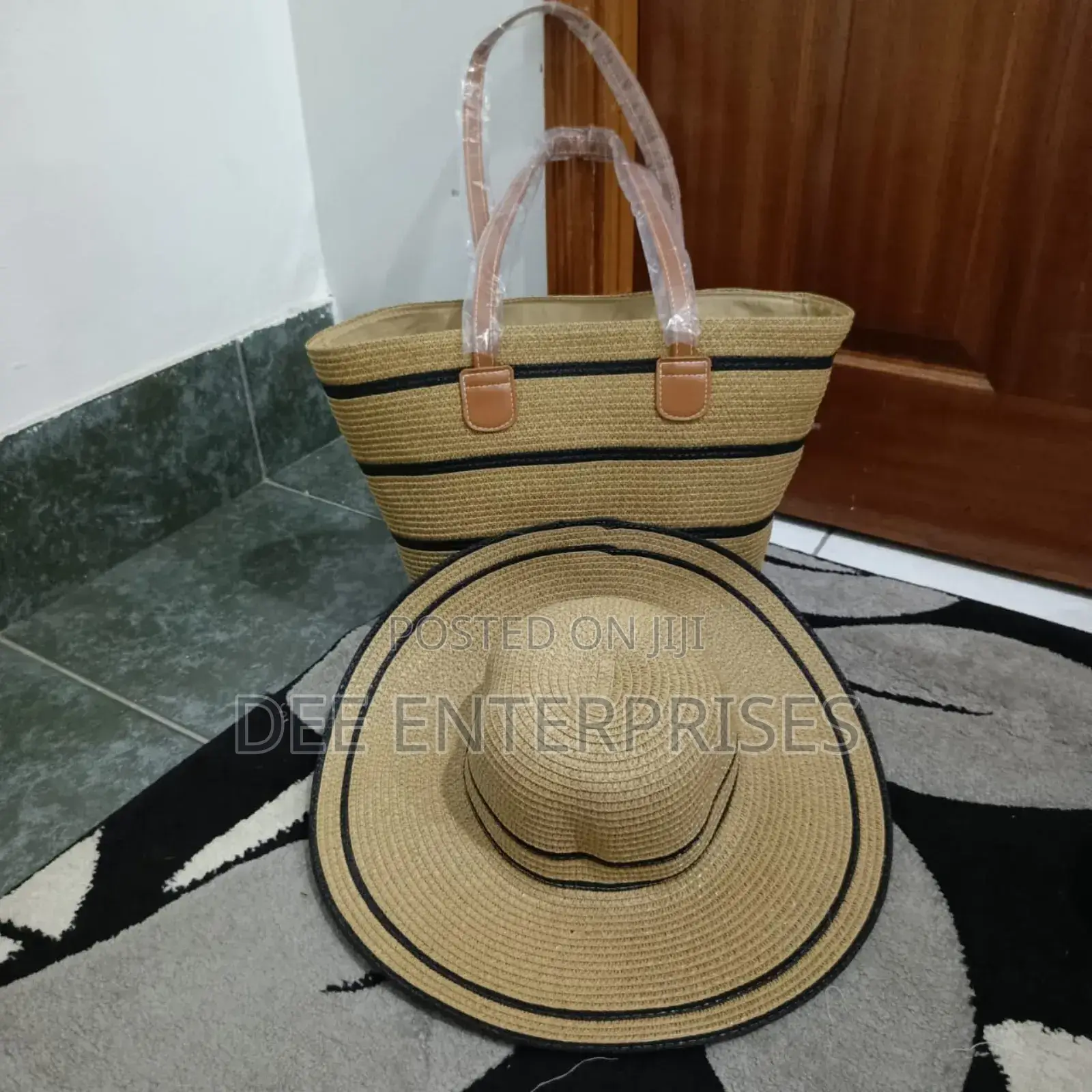 Summer Straw Woven Beach Bag and Hat
