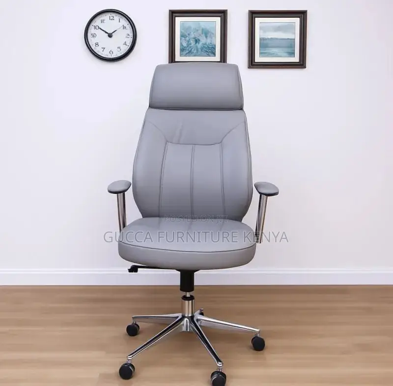 Office Chair: Swivel High Back Leather Executive Boss Seat