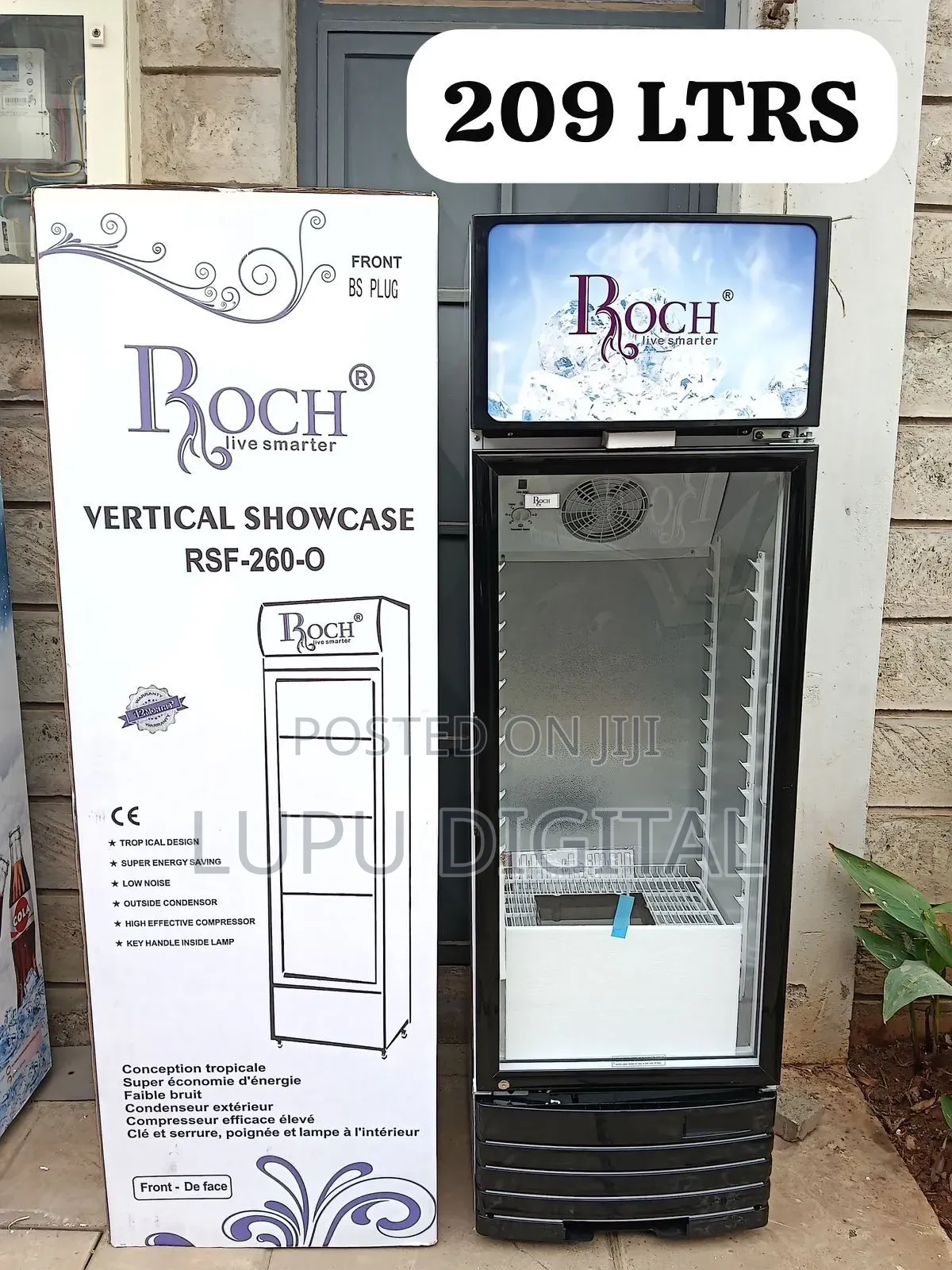 209 Litres Roch Vertical Showcase Model RSF-260-O Refrigerator