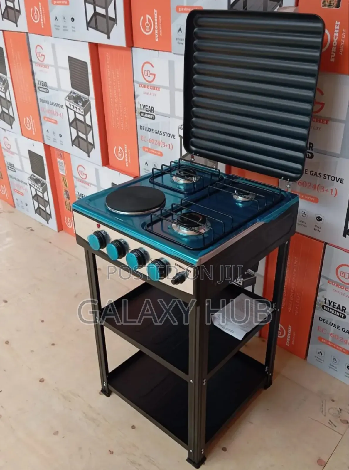 Eurochef 3 Gas +1 Electric Standing Cooker With Shelves