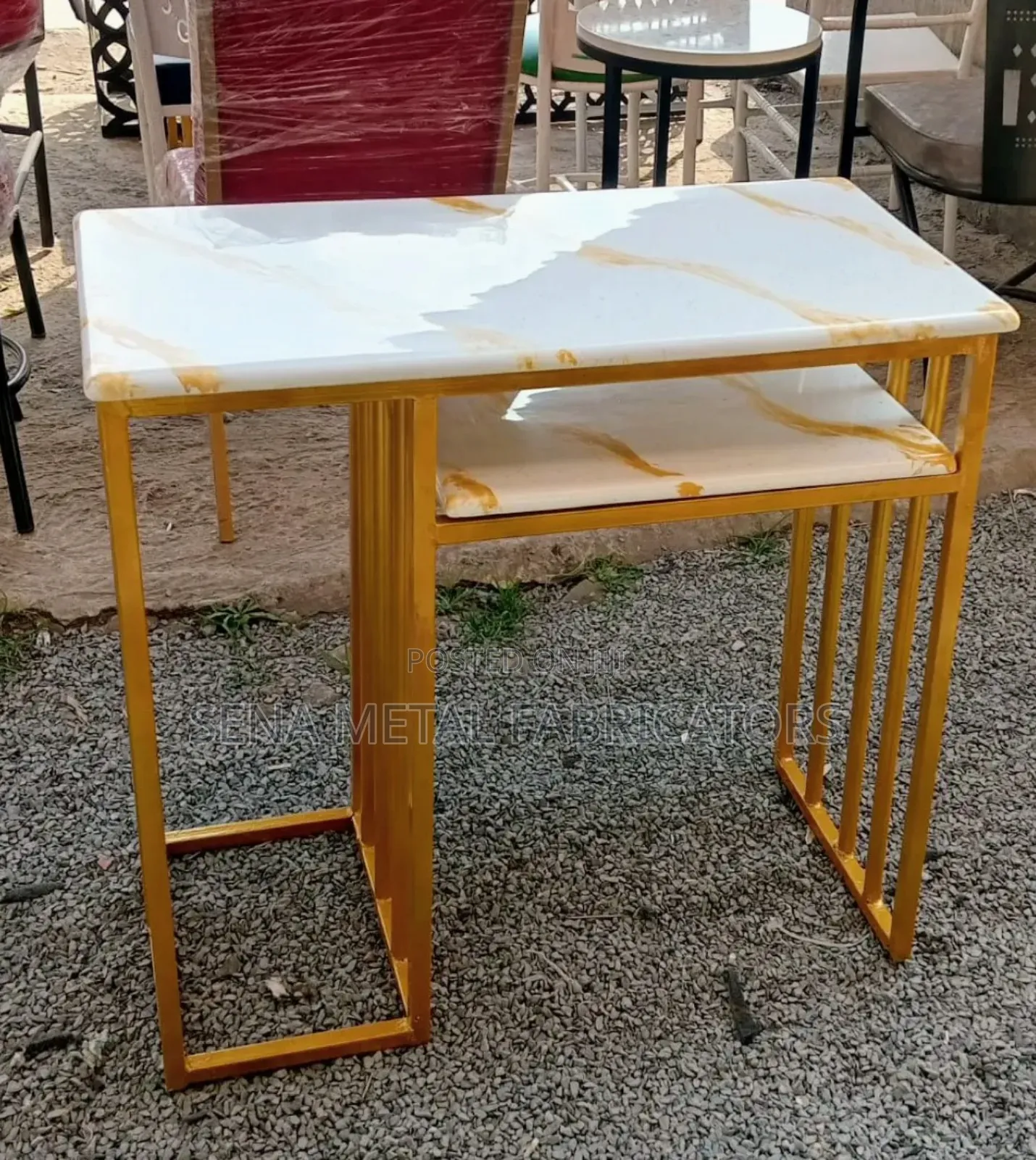 Manicure Table With Marble Look Top.