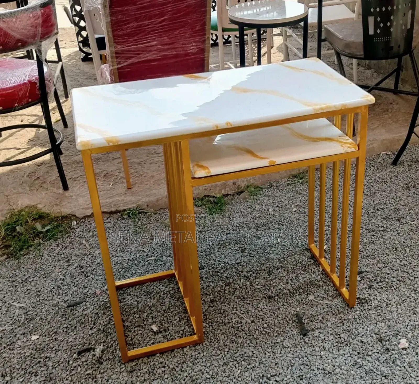 Manicure Table With Marble Look Top.