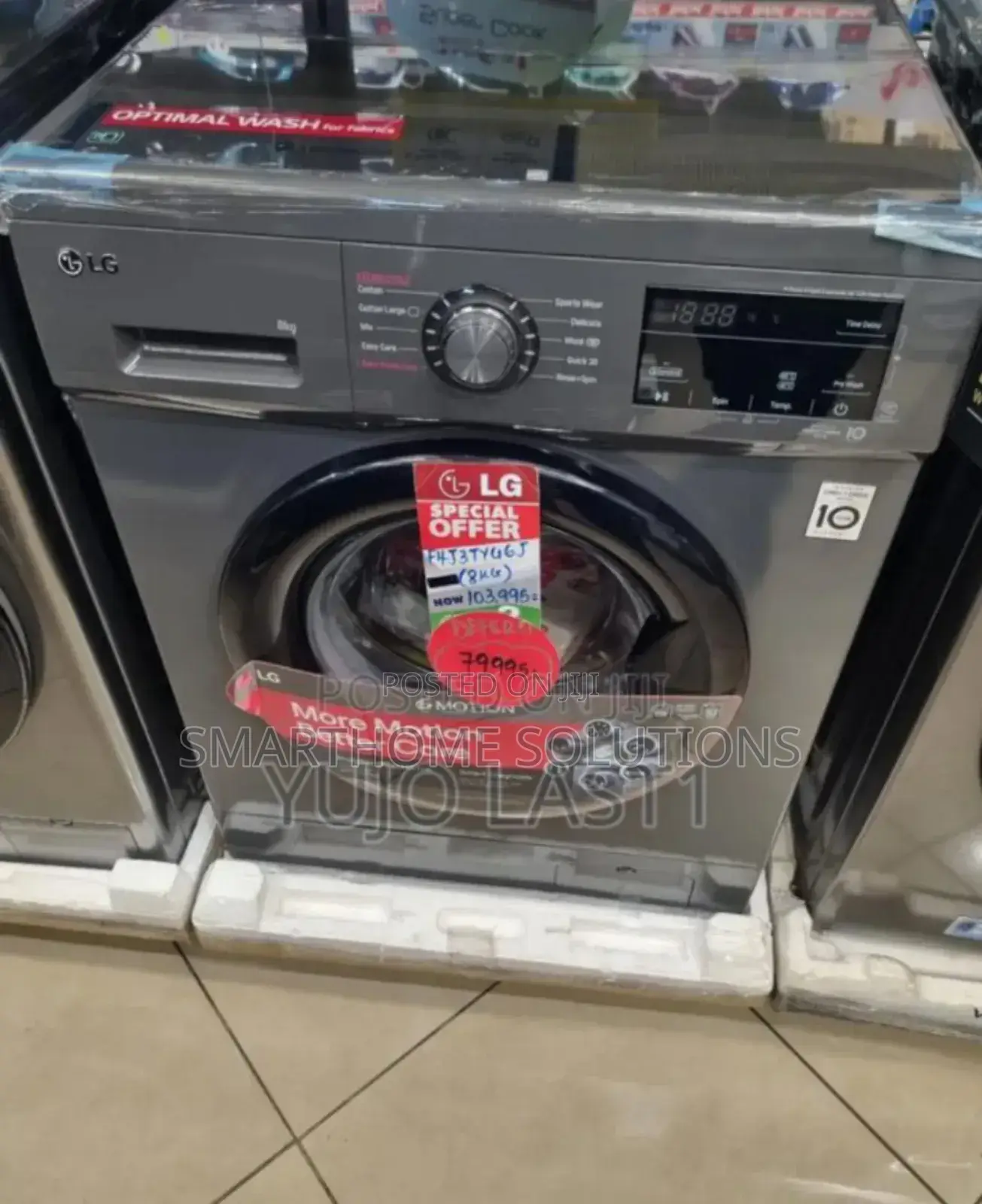 With 10year Warranty Lg 8kgs Front Load Wash and Spin Washing Machine
