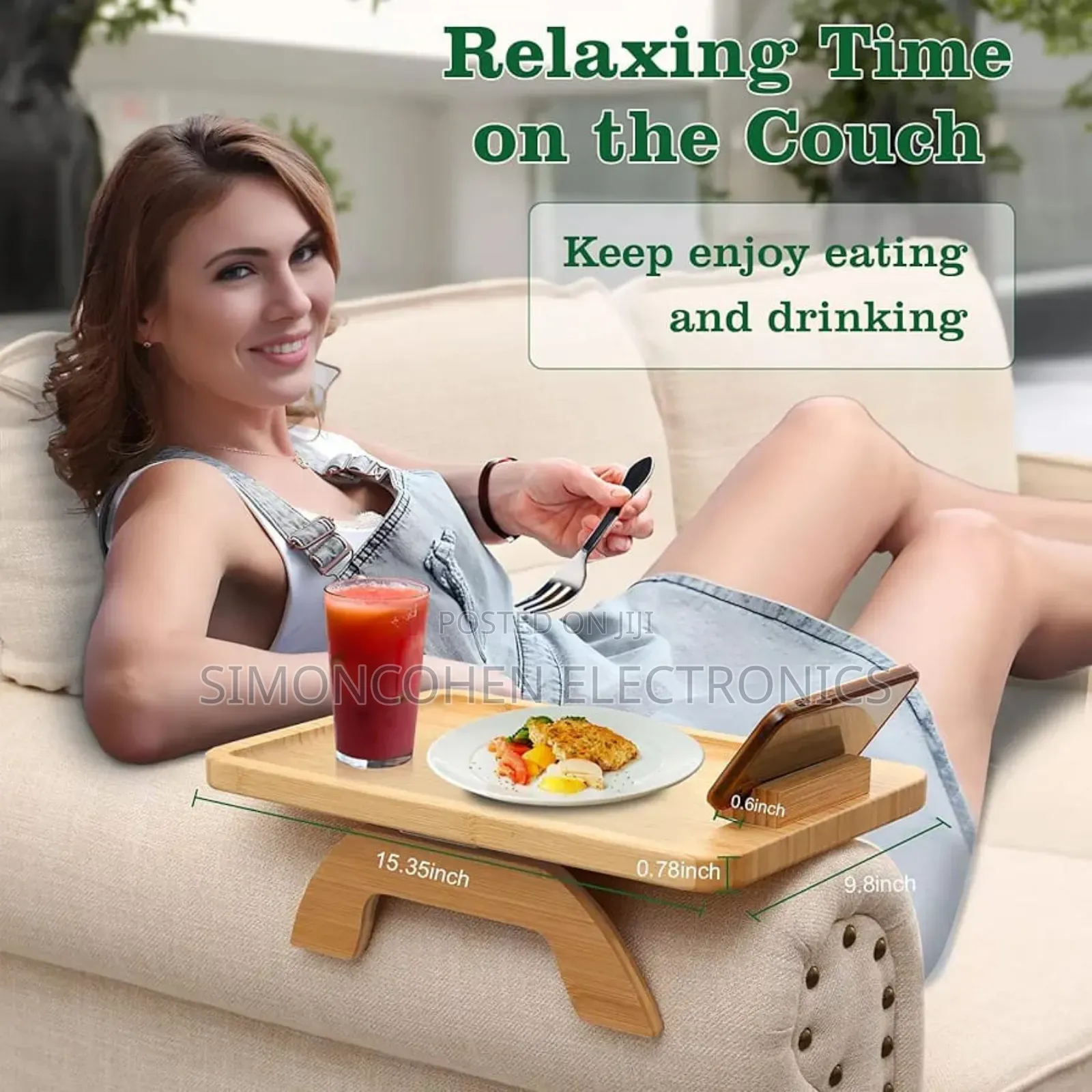 Foldable Wooden Sofa Armrest Tray Clip