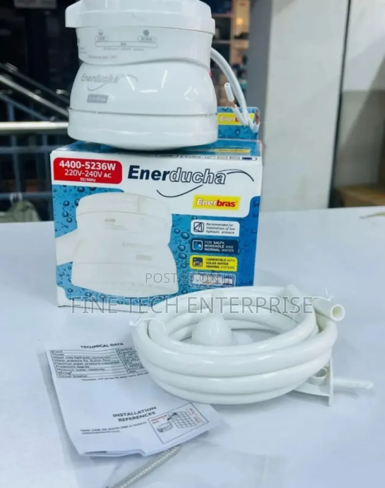 3t Enerducha Enerbras Shower Head for Salty, Borehole and Normal Water