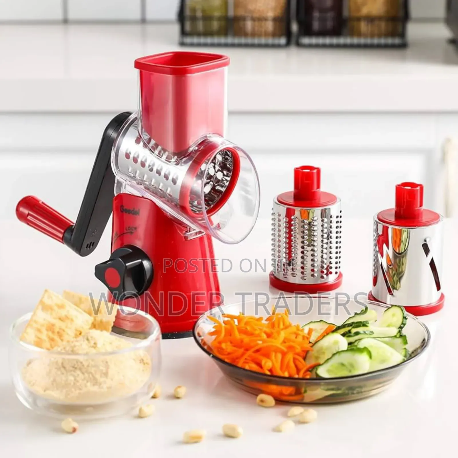 Rotary Drum Grater Veggie Slicer With 3 Slicing Options