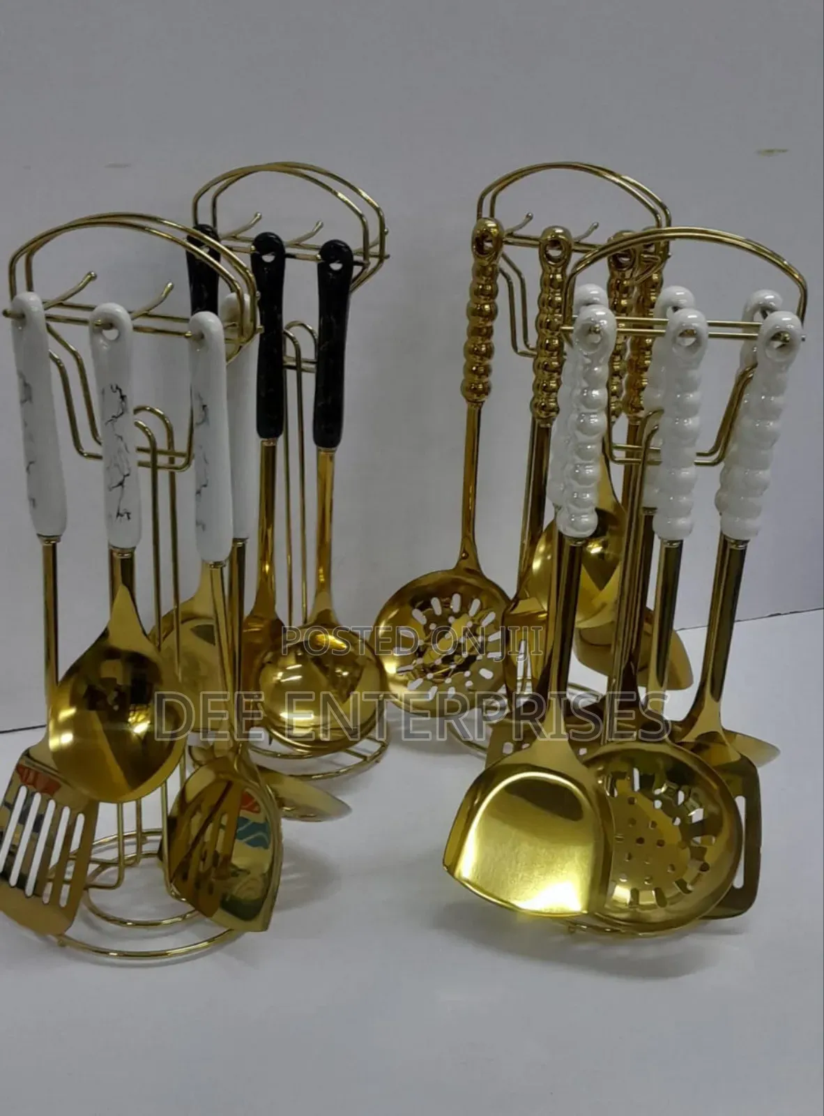 Ceramic Handle Stainless Steel Serving Spoon Set