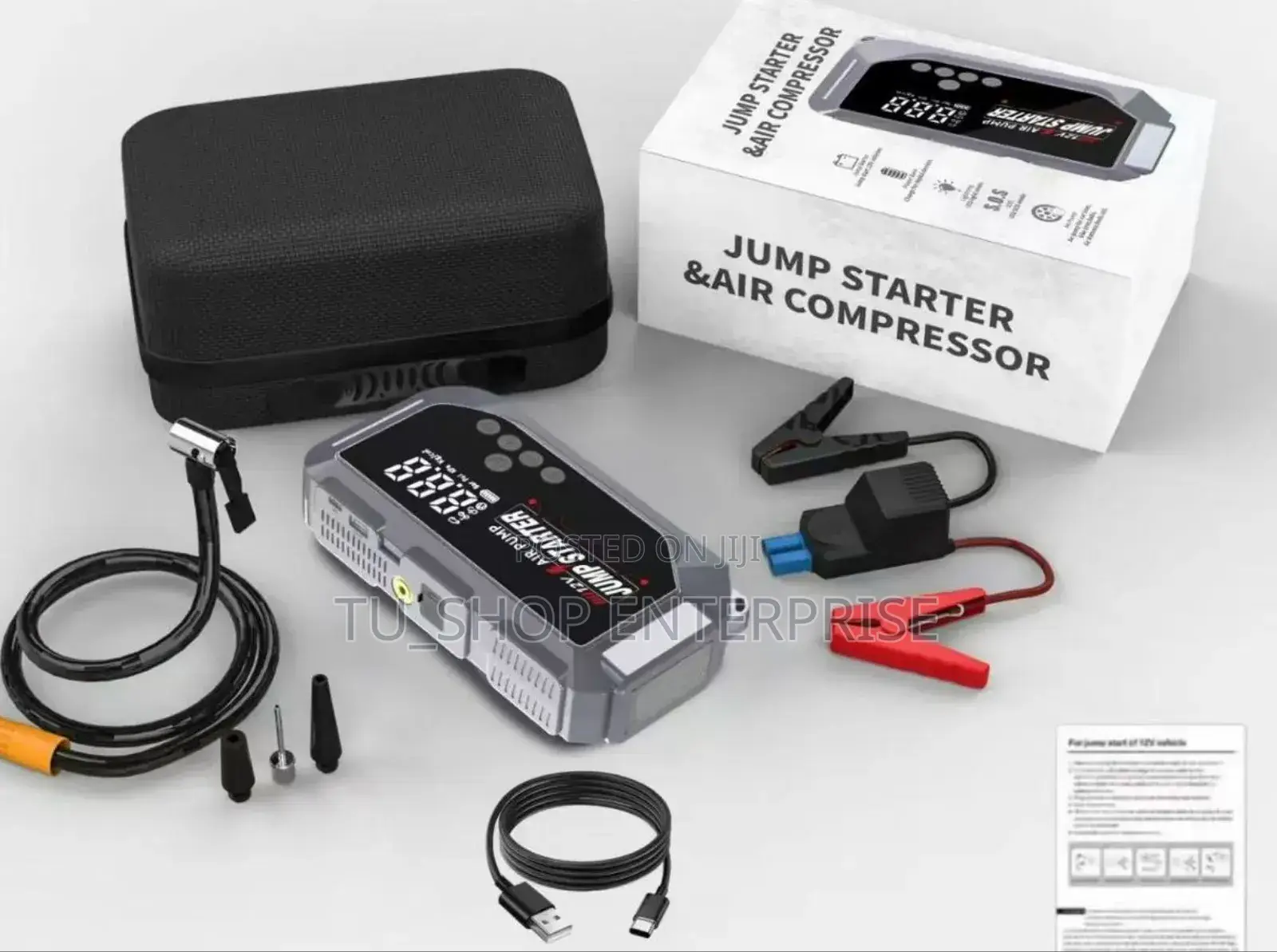 High Power Digital Jump Starter With Digital Compressor