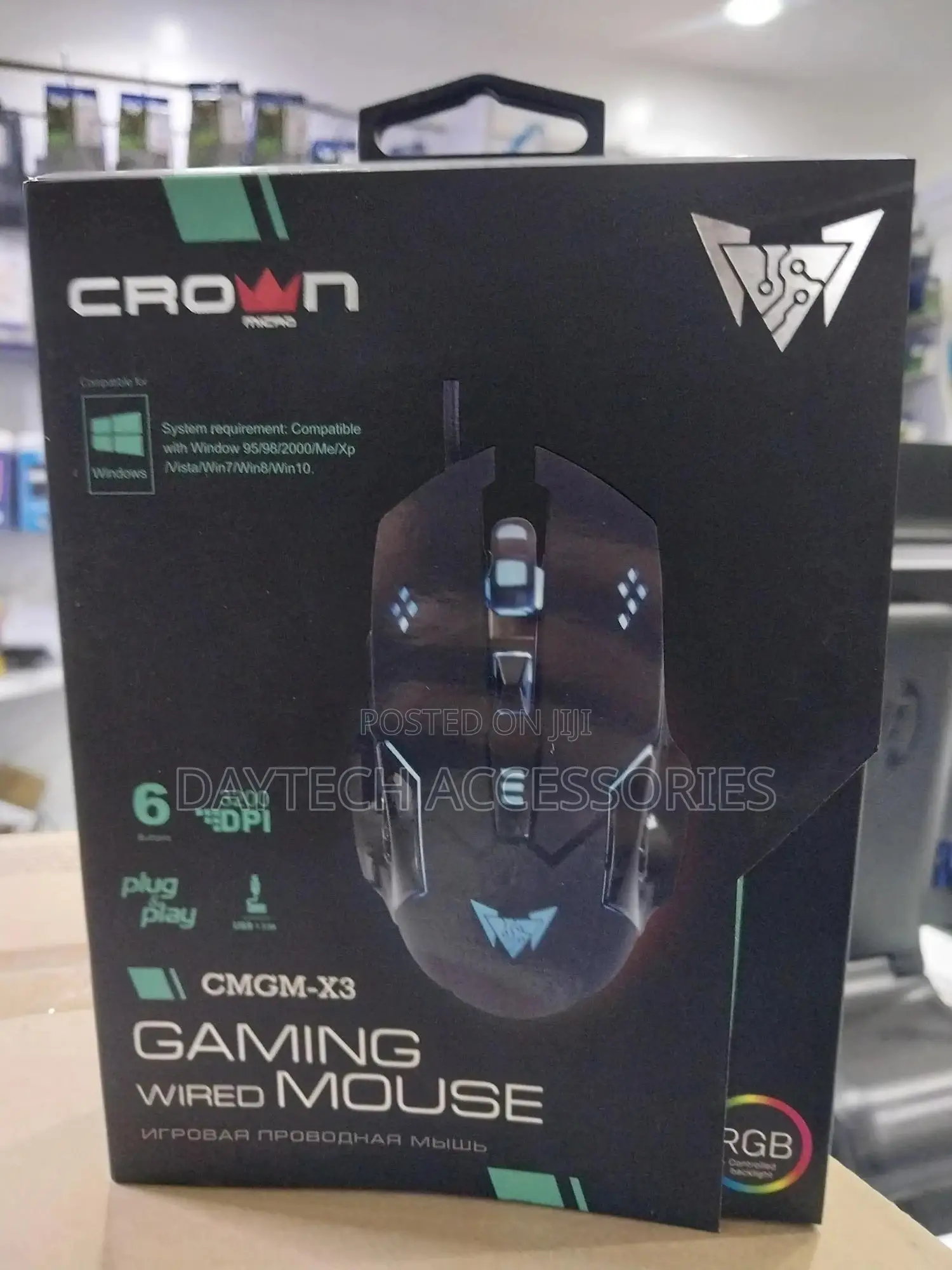 Crown CMGM-X3 - Wired Gaming Mouse, Up to 3200dpi,