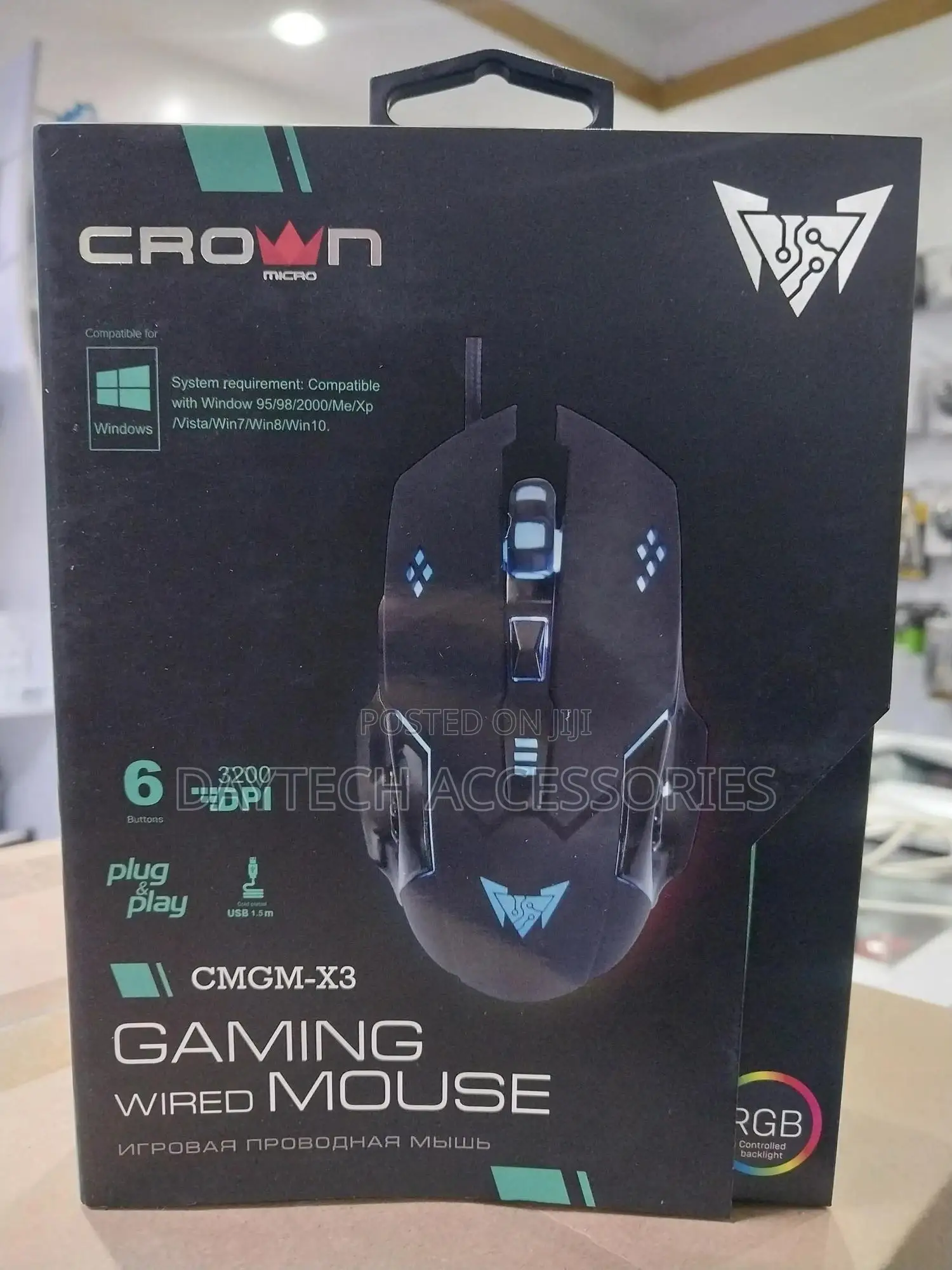 Crown CMGM-X3 - Wired Gaming Mouse, Up to 3200dpi,