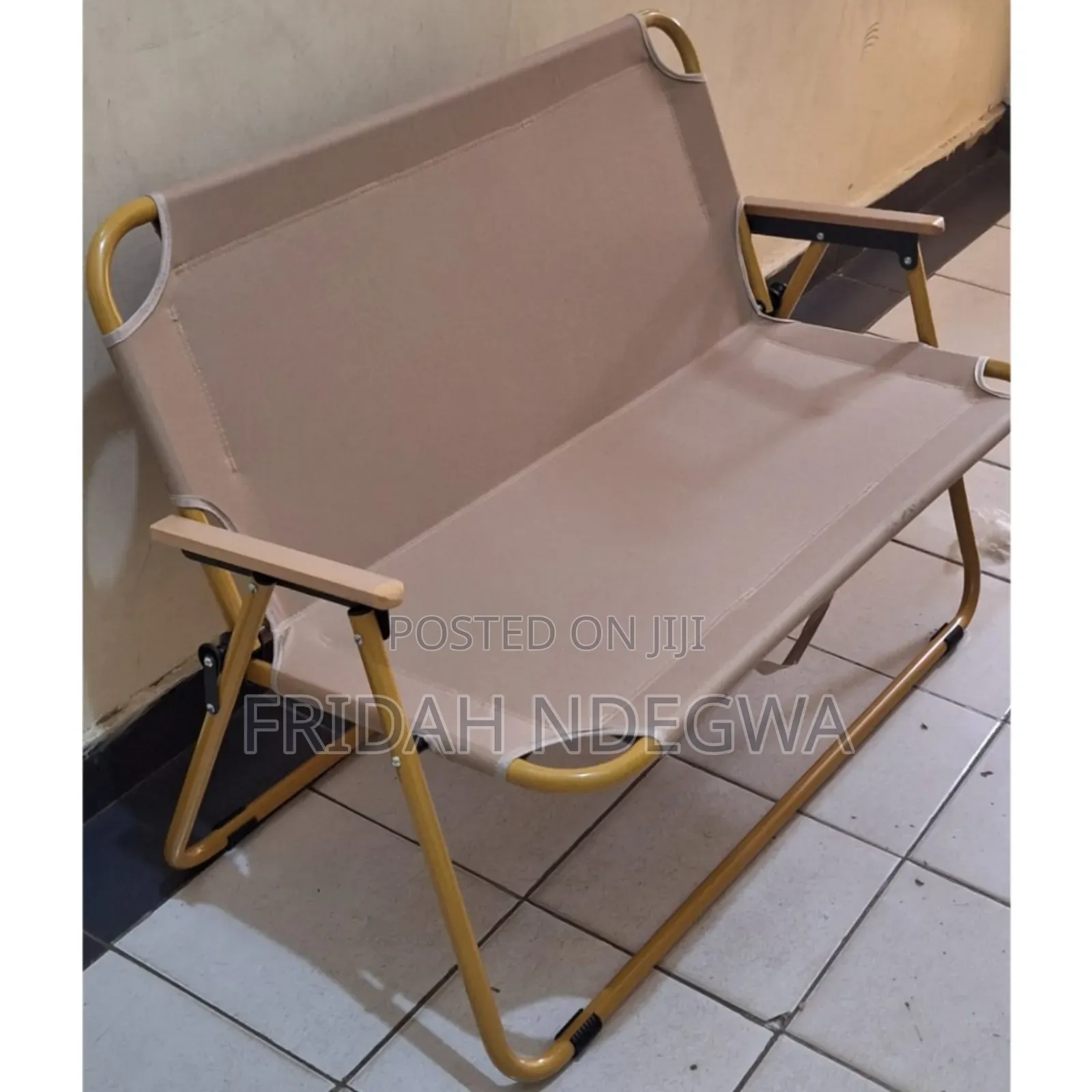 ,Portable Double Seat Camping Chair With Wood Armrest