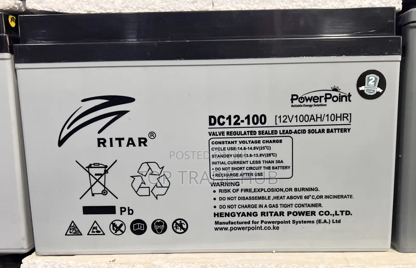 Ritar Powerpoint Valve Regulated Lead Acid Solar Battery 12v 100ah
